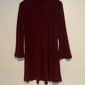Burgundy ribbed sweater dress